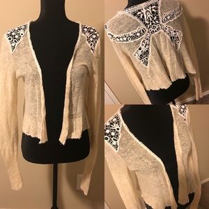Cute! L Free People Lace Crop Light Cardigan